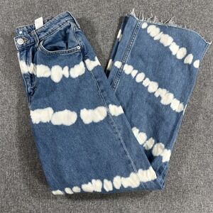 H&M Kids Wide Leg High Waist Tie Dye Jeans Girls Size 12-13Y US 16‎ Denim